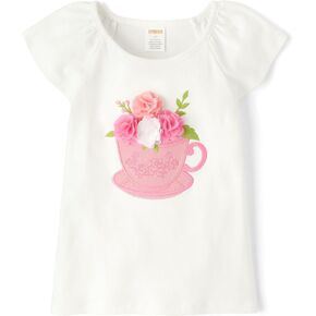 Gymboree Girls' and Toddler Embroidered Graphic Short Sleeve T-Shirts
