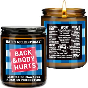 60th Birthday Gifts for Women Men, Happy 60th Birthday Gift for Her Him, 60 Years Old Birthday Scented Candles for Women Turning 60, Back and Body Hurts Candle for Limited Edition 1965