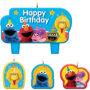 Amscan 170448 Sesame Street Stars Birthday Wax Candle Set, Multicolor, 4 Ct.