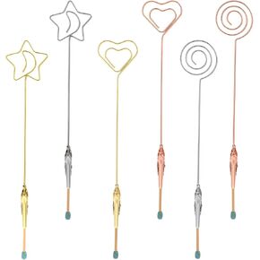 6 Pcs 5.9" Length Matchstick Extenders, Bracelet Tool Jewelry Helpers, Multi-Functional Star Heart Round Metal Bracelet Fastener Helper, Picture Memo Note Photo Stand