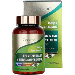 zooone- 60pcs Lutein Eye Vitamins Supplement Nutritional Supplement for Macular Health & Dry Eye Support, Contains Lutein, Zinc, Vitamins C/E & Zeaxanthin