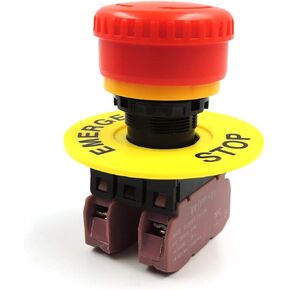 HiSport 22MM 1NC 1NO Emergency Stop Push Button Switch AC 660V 10A Red Mushroom Cap