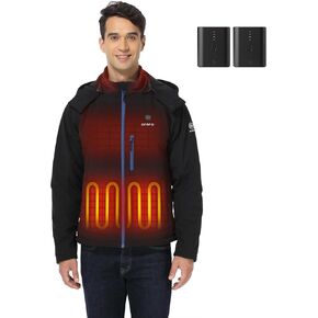 ORORO Men's 4-Zone Heated Jacket (Black, L) and Extra Battery