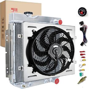 3 Core Radiator for ford 1964-1966 Mustang / 1960-1965 Falcon Comet l6 V8 3 Row Radiator With Shroud fan Relay