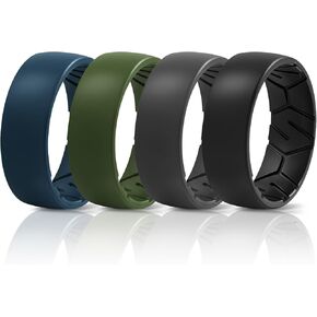 Egnaro Men's Silicone Rings 8mm Wide 2.2mm Thick Rubber Wedding Bands, 1/4/5/6/7 Multipack of Breathable Patent-Pending Design in Saudi Arabia