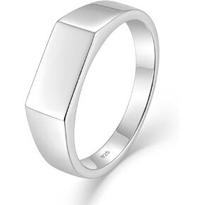 خاتم Scarchenie Sterlling Silver Signet ، فرقة زفاف بحد 6 مم ، وحلقة إبهام للجنسين Pinky Size 7-12 ، هدية المجوهرات للرجال والنساء