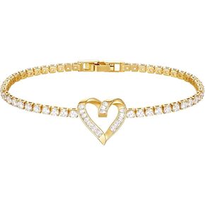 أساور تنس Keloris Path للنساء ، 14K Gold Plaged Cz Square Square سوار كلاسيكي هدايا مجوهرات قابلة للتعديل لطيف