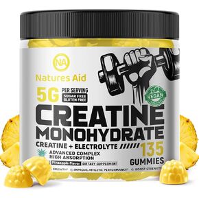 Creatine Monohydrate Gummies (5g) – Pre-Workout Energy & Muscle Growth Support for Men & Women | Blueberry Electrolyte Gummies (135 Count)