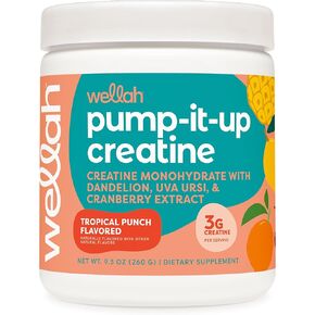 Pump-It-Up Creatine (50 Servings, Tropical Punch) - Creatine Monohydrate with Dandelion, Uva Ursi, & Cranberry Extract