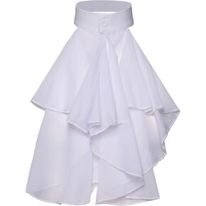 Victorian Colonial Jabot False Collar Medieval Steampunk Costume Detachable White Ruffled Neck Collar Victorian Necktie, 45cm, As Pictures Shown