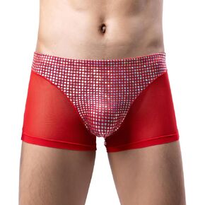 Mens Sequin Underwear Boxer Briefs Sexy Thongs Sissy Panties Nightclub Party Underpants