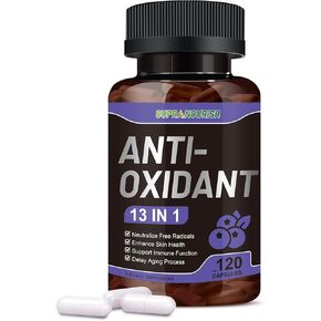 13-in-1 Antioxidants Supplement with NAD, NMNH, Resveratrol, Glutathione & PQQ - Natural Herbal & Fruit Formula - 120 Capsules (60-Day Supply)