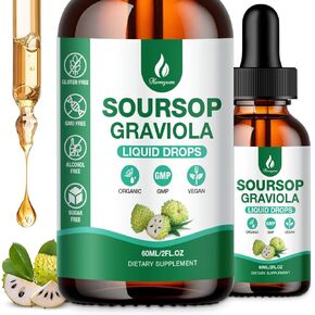 Soursop Bitters Liquid Drops 2 Packs - 7 in 1 with Sea Moss, Turmeric, Black Pepper Extract - Herbal Extracts for Overall Health - for Cell Support Immune and Gut Health Vegan, Non-GMO 2 Fl Oz