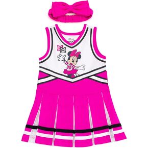 Disney Junior Girls Cheerleader Dress and Bow Outfit Set Toddler to Big Kid Sizes (2T - 14-16)