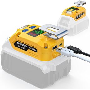 محول بطارية 100W ل DeWalt 20V: محول عاكس الطاقة المحمول للبطارية اللاسلكي مع منفذ شحن USB-A & Type-C وضوء LED للهاتف ، الكمبيوتر اللوحي ، الكمبيوتر المحمول