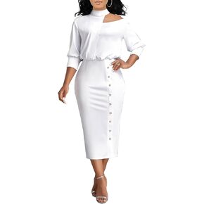 Work Dresses for Women Formal Long Sleeve Wear to Work Office Business Church Dress Elegant Party Midi Pencil Dresses
