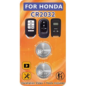 Key Fob Batteries Replacement for Honda (Civic Accord CRV Pilot Odyssey HRV Fit Passport Ridgeline Crosstour Insight Clarity CRZ) Smart Remote (2 Pack,Check Fitment Guide)