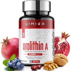 Urolithin A Pro Supplement 1000mg, 60 Softgels Super Antioxidants with Resveratrol & CoQ10 for Energy Production and Healthy Aging- Mitoceutical for Muscle Strength and Skin Care