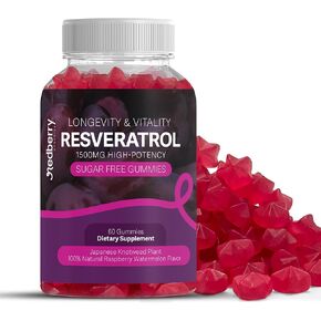 Resveratrol Gummies Sugar Free | High Absorption Resveratrol Organic for Healthy Aging, Energy & Daily Wellness | 1500mg Resveratrol Supplement Perfect Dose