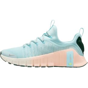 Nike Free Metcon 6 Premium Women's Workout Shoest (HV5228-474 ، Glacier Blue/Coral/Washed Coral/Vintage Green/Metallic Silver) Size 5