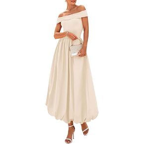 PRETTYGARDEN Womens Summer Off Shoulder Sleeveless Midi Dress Cocktail A Line Flowy Wedding Guest Dresses with Pockets