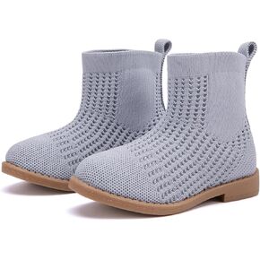 BMCiTYBM Toddler Girls Knitted Boots Breathable Low Heel Booties Pointed Toe Slip On Sock Shoes for All Seasons