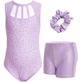 JiAmy Gymnastics Leotards for Girls, 3-12 Years Sparkly Biketards Unitards with Shorts Dance Ballet Tumbling Outfits Gifts