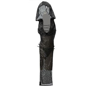 Meowcos Women's Bodycon Dress Fress القوطية الشفافة الشفافة