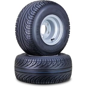 Roadguider Golf Cart Wheel Wheel Assembly 18x8.5-8 تم تثبيت 5 عرامات على 4.5 "PCD Silver Rim ، مجموعة 2-14039