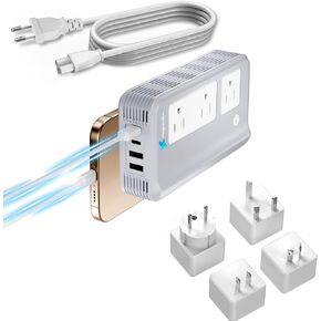 Mapambo 330W PD 35W 220 to 110 محول الجهد لنا إلى أوروبا 220V إلى 110 فولت لمحول سدادة السفر الأوروبي ومحول مصارعة الشعر ومحول طاقة الحديد الشباك (رمادي)