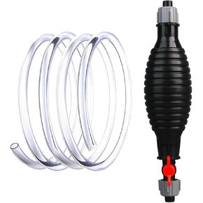 Multifunction Liquid Sucker Pump, 9.8FT High Flow Siphon Hand Pump for Gasoline, Manual Fuel Pump with Flow Valve & Fixing Buckle, Portable Auto Transfer Pump Kit for Gas Oil Diesel Water Liquid (Red)