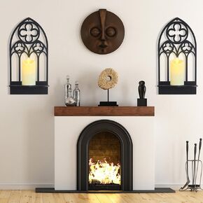 OYEFLY 2 Pcs Gothic Sconces Wall Decor,Black Goth Decor Arched Church Wall (Style 3)