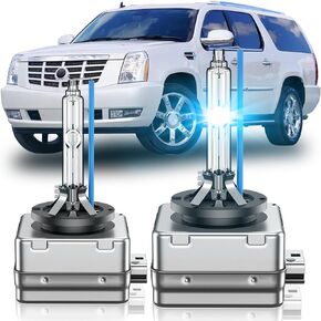 ملائمة لعام 2007 2008 2009 2010 2010 2012 2013 Cadillac Escalade ESV Ext D1S Hid Xenon المصابيح الأمامية ، سطوع 350 ٪ ، لمبة ضوء منخفضة منخفضة ، 8000 ألف زرقاء بيضاء ، قابس ولعب ، حزمة 2