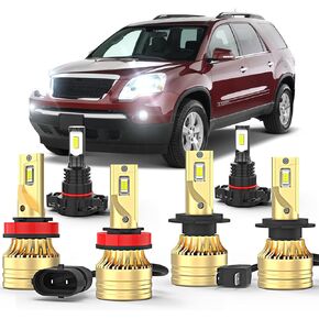مناسب لـ GMC Acadia 2007 2008 2009-2011 2012 6pcs LED LED ، H7 H11 Hi Lo Beam Lights +H16 Light Light