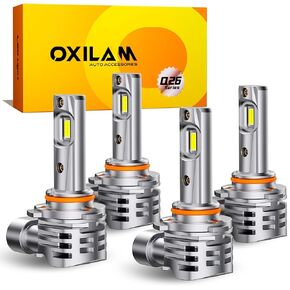 OXILAM 9005 9006 LED Bulbs Combo, HB3 HB4 Bulbs, 1:1 Size Upgrade, 800% Brighter Visibility, No Flicker, No Noise, 60,000H Lifespan, IP68 Waterproof