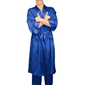 Nyteez Men's Silk Robe Kimono Long Bathrobe Lightweight Luxury in Saudi Arabia