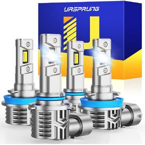 Ursprung 2025 Lastest H11 9005 Fog Light Bulb Combo, 5th-Gen 16CPS, 900% Brighter, 6500K Cool White H9 Light HB3 Bulbs H8, Aluminum Housing, Dual Cooling, IP68 Waterproof, Pack of 4
