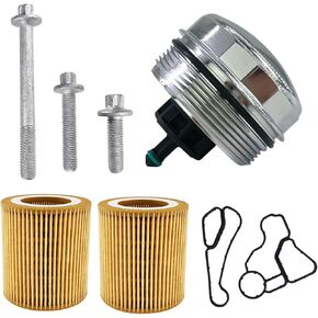 Engine Oil Filter Housing Cover Cap Fit for BMW 128i 320i 335i 428i 528i M2 X6 Z4 Replace 11427525334,11427566327,11427953129,11428637821,11428637820,917056 w/Oil Filter Housing Bolt Gasket Seal