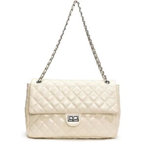 Eslcorri Crossbody Purses for Women Quilted Shoulder Bag Medium Chain Purse Trendy Ladies Handbag PU Leather Pocketbooks