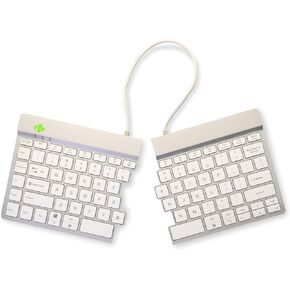 لوحة مفاتيح R-Go Split Break، تصميم مريح، مع برنامج Anti-RSI Break، رفيعة للغاية، تخطيط QWERTY (الولايات المتحدة)، لاسلكي (بلوتوث)، متوافق مع Windows/Mac/Linux، أبيض
