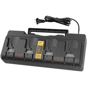 4-Port Battery Charger Station Replace for Dewalt DCB104 DCB120 DCB127 DCB112 DCB115 DCB118 DCB107 DCB105 DCB102, Compatible with Dewalt 12V 20V Max Lithium Battery DCB205 DCB206 DCB207 DCB606 DCB127