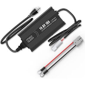 Power Queen 14.6V 10A LiFePO4 Battery Charger, 2-Stage Automatic Smart Battery Charger and Maintenance, LiFePO4 Lithium Batteries Charger, Suitable for 12V (12.8V) Lipo Lithium Iron Phosphate Battery