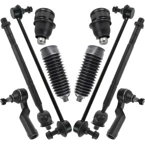 TRQ Front Steering & Suspension Kit Ball Joint Steering Rack & Pinion Bellow Sway Bar Stabilizer Link Tie Rod Compatible with 2010-2013 Mazda 3