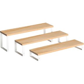 Spice Rack,Wooden Display Riser Stand, 3-Tier Perfume Stand and Cologne Organizer Stand, DIY Spice Rack Organizer, Display Shelf Metal Frame