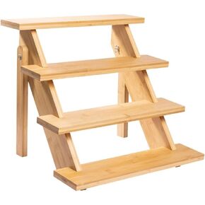 4-Tier Wood Cupcake Stand, Durable & Easy to Assemble Cupcake Holder, Collapsible Display Risers w/ Non-Slip Pads, Rustic Dessert Display Stands for Baby Shower Decorations, Vendor Fairs & More