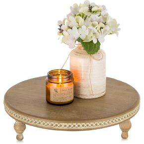 حامل صينية زخرفية جولة زخرفية: أبيض من الخشب الخشبي Risers Farmhouse Circle حامل لمطاولة القهوة ديكور المنزل المطبخ عداد الحمام