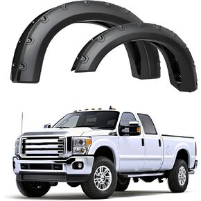 Fender Fender Fender Fender ، متوافقة مع 2008-2010 Ford F-250 F-350 Super Duty ، نسل الأسود الأسود الأمامي العجلات الخلفية الجيب برشام الجيب