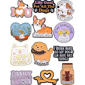 Dog Enamel Pins Set – Cute & Funny Pins for Backpacks, Jackets, Hats, Gifts – Collectible Metal Lapel Pins for Pet Owners & Animal Enthusiasts – 12-Pack