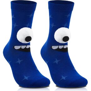 Silly Socks Novelty Monster Funny 3D Eyes Crazy Fashion Cartoon Patterned Fuzzy Plush for Socks Day