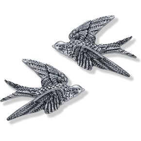 Amoiensis Bird Wall Wall Art Deculpture (مجموعة من 2) 4 أنشن راتنج جدار معلق ديكور ثلاثي الأبعاد منحوتة جدار عائمة ، لهجة ذهبية عتيقة ثلاثية الأبعاد.